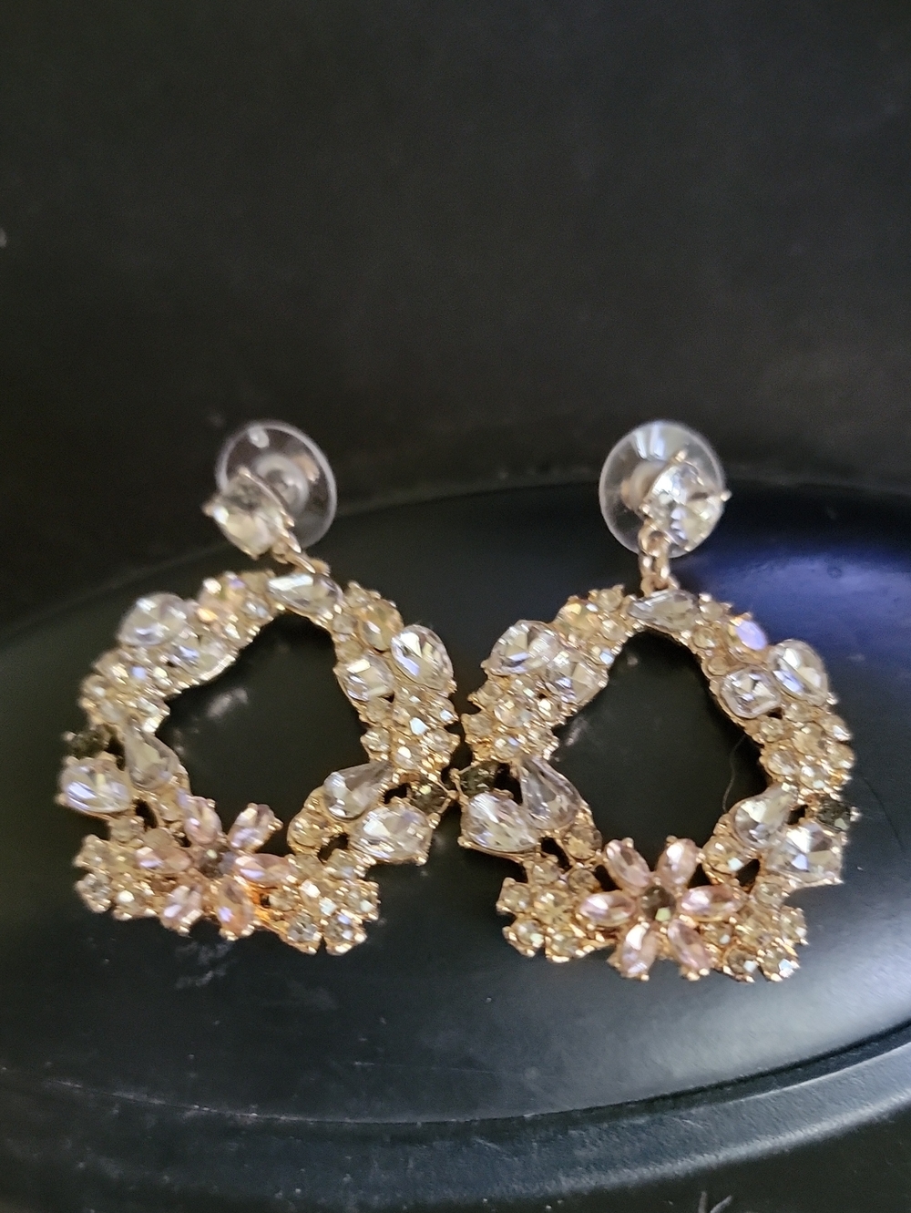 J Crew Watusi Wreath Gold Crystal Floral Drop Earrings - Women Jewelry